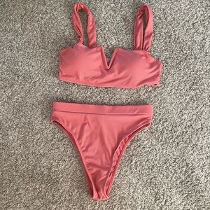 Stay Salty Pink Ribbed Bikini - worn once